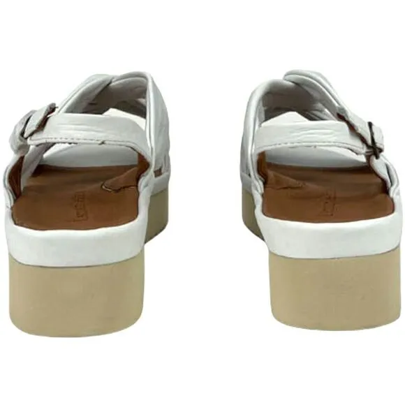 New Women L'Amour Des Pieds Amiens White Leather Lamba Platform Sandals US 11