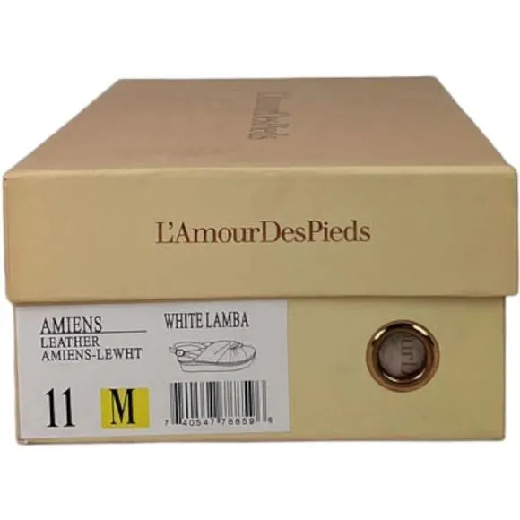 New Women L'Amour Des Pieds Amiens White Leather Lamba Platform Sandals US 11