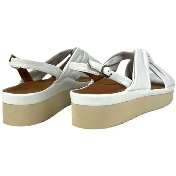 New Women L'Amour Des Pieds Amiens White Leather Lamba Platform Sandals US 11