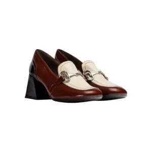 NEW WONDERS women's cayetana block heel loafer in wine/black/cream