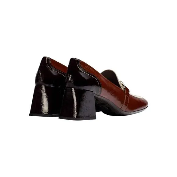 NEW WONDERS women's cayetana block heel loafer in wine/black/cream