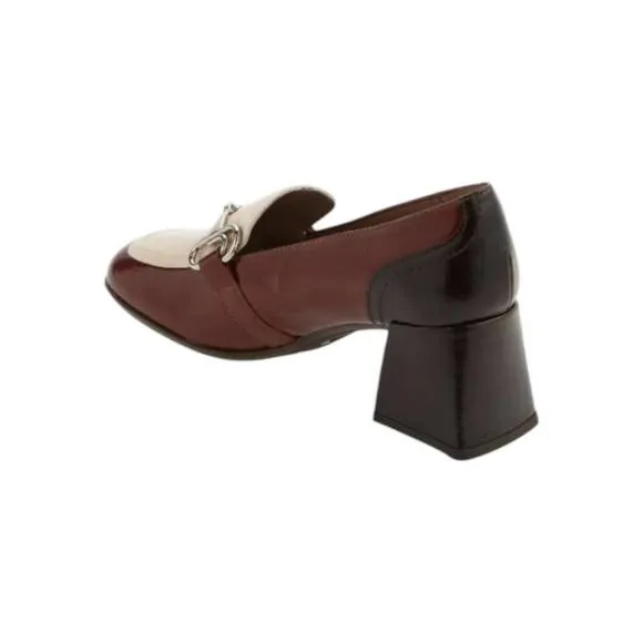 NEW WONDERS women's cayetana block heel loafer in wine/black/cream