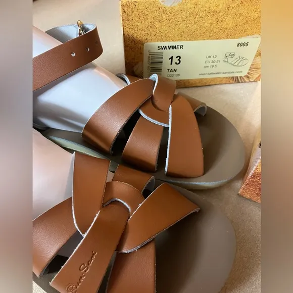 (NEW x2 pairs x1 Gold &amp; x1 Brown) Salt Water Swimmer Sandals NIB (13)