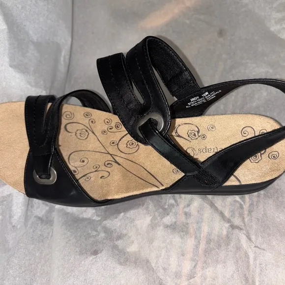 🔥NEW🔥Baretraps Gladiator Jindy Black Wedge Cushioned Support Sandals Size 10W