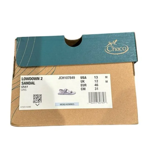 NEW Chaco Men's Lowdown 2 Gray Sandals 13