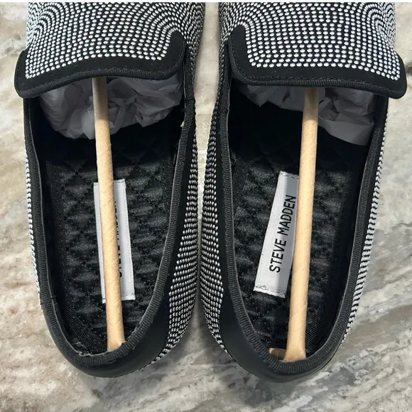 NIB $125 Steve Madden Mezmoryz Stud Smoking Slippers, Black/Silver, Men’s 10