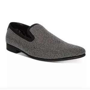 NIB $125 Steve Madden Mezmoryz Stud Smoking Slippers, Black/Silver, Men’s 10