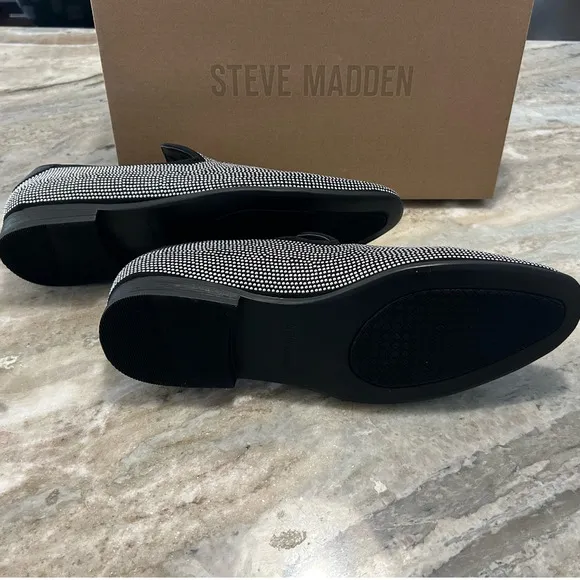 NIB $125 Steve Madden Mezmoryz Stud Smoking Slippers, Black/Silver, Men’s 10