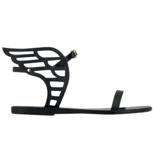 NIB Ancient Greek Sandals Ikaria Black Lace Up Winged Ankle Flat Sandals 38
