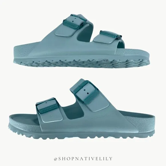 NIB Birkenstock EVA Arizona Stealth Buckle Sandals | Sz 40 (US 9) Narrow | Green