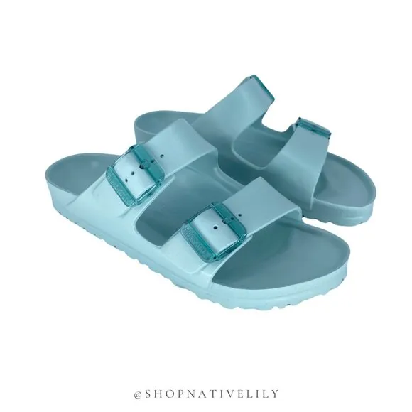 NIB Birkenstock EVA Arizona Stealth Buckle Sandals | Sz 40 (US 9) Narrow | Green