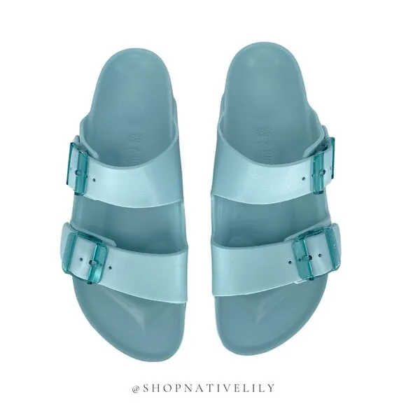 NIB Birkenstock EVA Arizona Stealth Buckle Sandals | Sz 40 (US 9) Narrow | Green