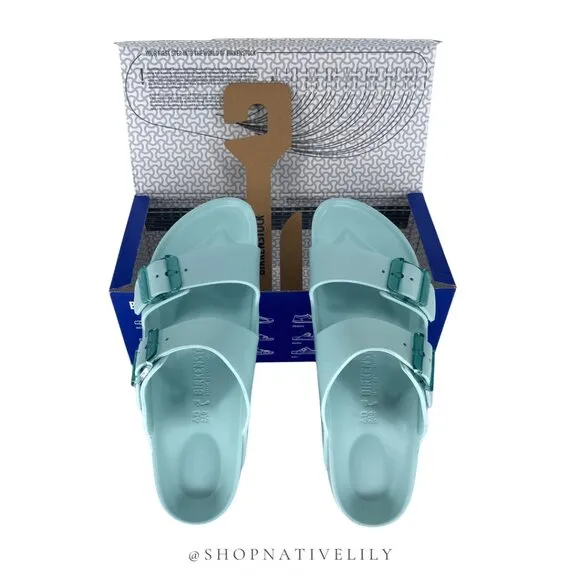 NIB Birkenstock EVA Arizona Stealth Buckle Sandals | Sz 40 (US 9) Narrow | Green