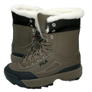 NIB Fila Disruptor Shearling Sneakers Boots Women size 7 Brown/Black