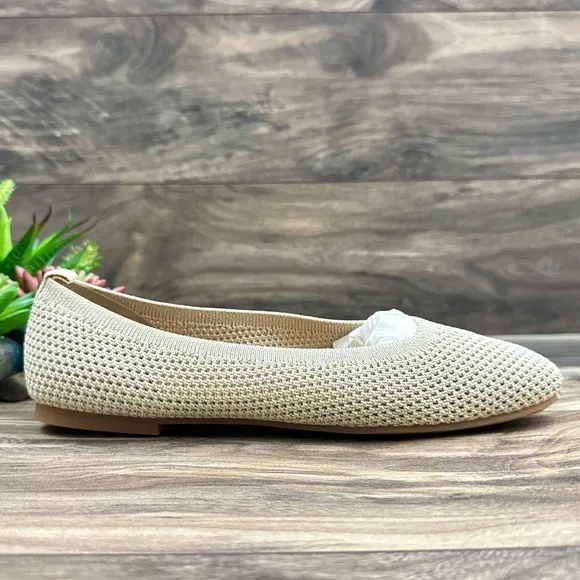 NIB Lucky Brand 7.5M Daneric Metallic Knit Square Toe Ballet Flats