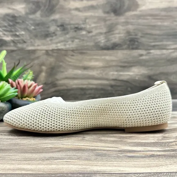 NIB Lucky Brand 7.5M Daneric Metallic Knit Square Toe Ballet Flats