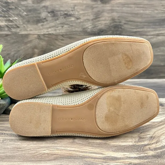 NIB Lucky Brand 7.5M Daneric Metallic Knit Square Toe Ballet Flats