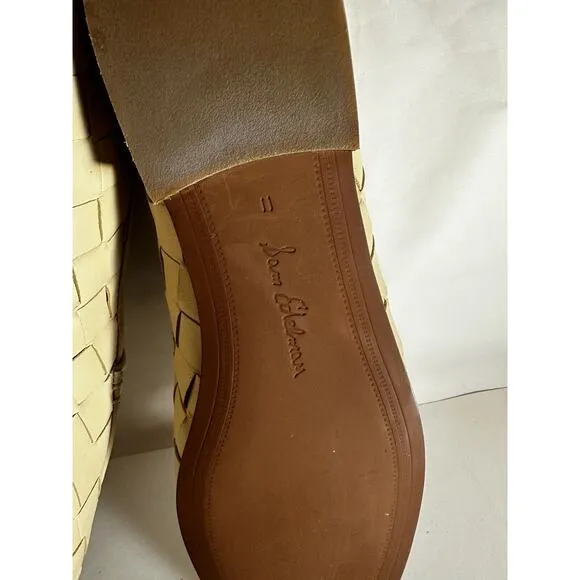 NIB Sam Edelman Loraine Woven Eggshell Leather Classic Chain Loafers Size 11M