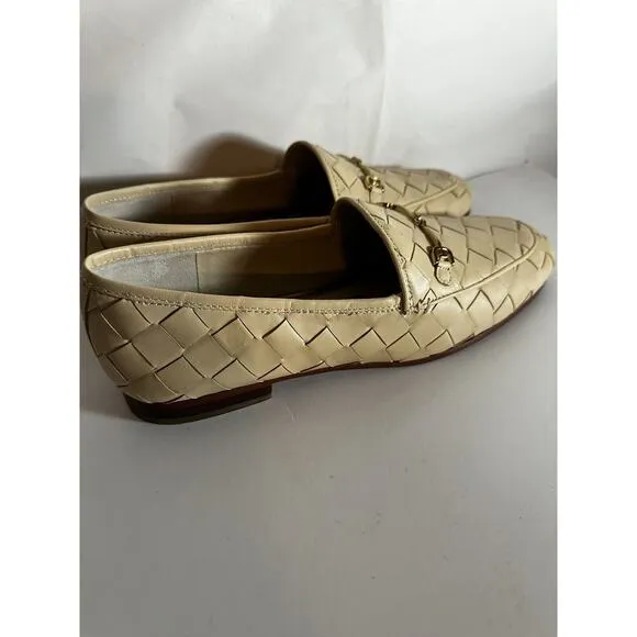 NIB Sam Edelman Loraine Woven Eggshell Leather Classic Chain Loafers Size 11M