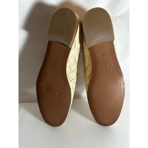 NIB Sam Edelman Loraine Woven Eggshell Leather Classic Chain Loafers Size 11M