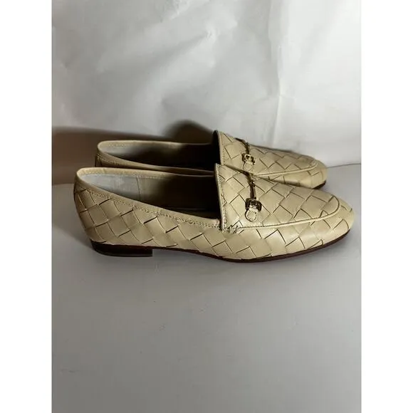 NIB Sam Edelman Loraine Woven Eggshell Leather Classic Chain Loafers Size 11M