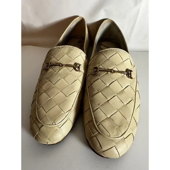 NIB Sam Edelman Loraine Woven Eggshell Leather Classic Chain Loafers Size 11M
