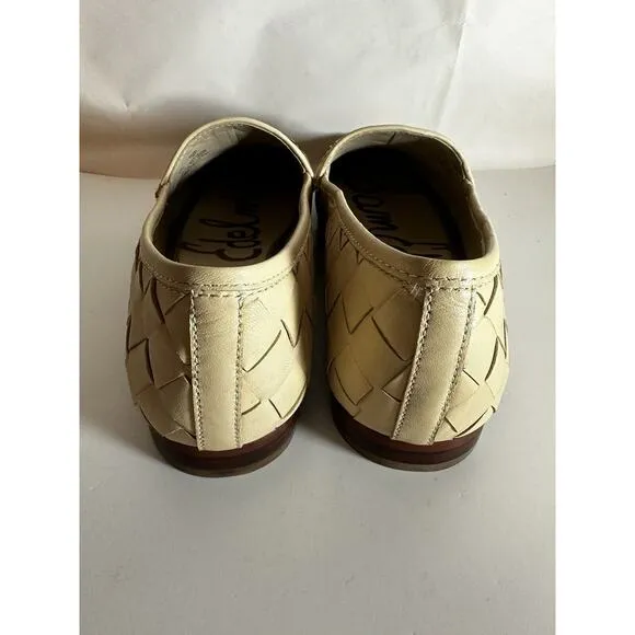 NIB Sam Edelman Loraine Woven Eggshell Leather Classic Chain Loafers Size 11M