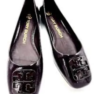 NIB Tory Burch  GEORGIA BALLET WRINKLE CALF LEATHER  - 8  black