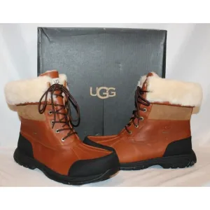 NIB‎ UGG MEN'S BUTTE LOGO LEATHER SHEARLING LINED WINTER SNOW BOOTS 13 WRCH