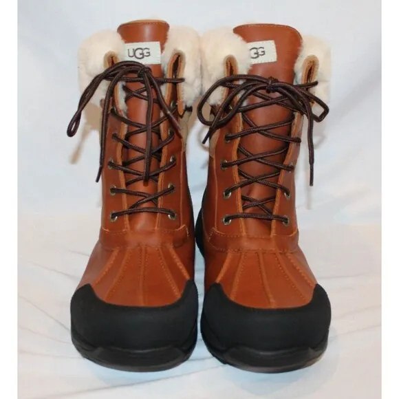 NIB‎ UGG MEN'S BUTTE LOGO LEATHER SHEARLING LINED WINTER SNOW BOOTS 13 WRCH