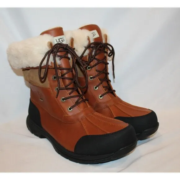 NIB‎ UGG MEN'S BUTTE LOGO LEATHER SHEARLING LINED WINTER SNOW BOOTS 13 WRCH