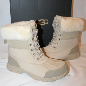 NIB UGG MEN'S BUTTE LOGO LEATHER SHEARLING LINED WINTER SNOW BOOTS‎