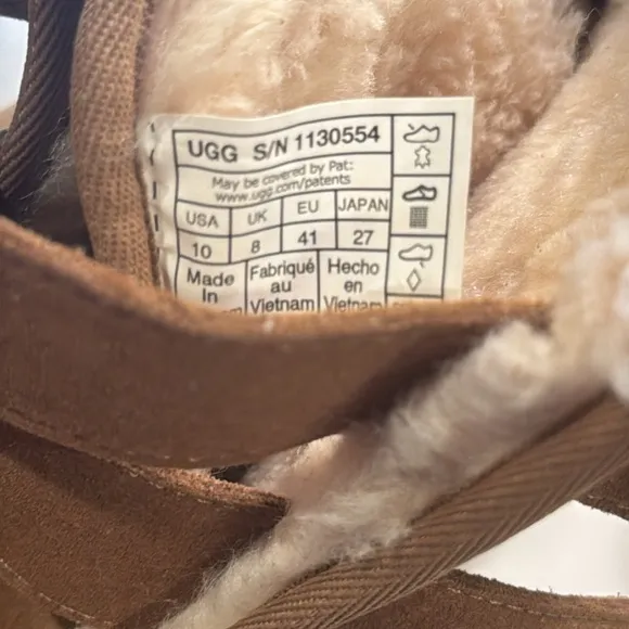 NIB UGG WOMEN'S NEUMEL PLATFORM CHESTNUT VELCRO SUEDE SHEARLING LINED BOOTS