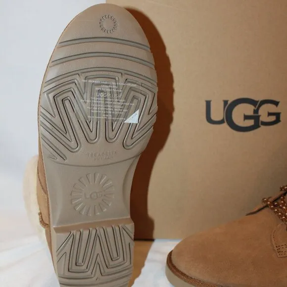 NIB UGG WOMEN'S ROMELY HERITAGE SUEDE‎ SHEARLING LINED LACE UP ANKLE BOOTS