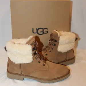 NIB UGG WOMEN'S ROMELY HERITAGE SUEDE‎ SHEARLING LINED LACE UP ANKLE BOOTS