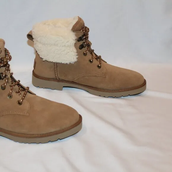 NIB UGG WOMEN'S ROMELY HERITAGE SUEDE‎ SHEARLING LINED LACE UP ANKLE BOOTS
