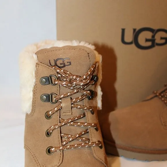 NIB UGG WOMEN'S ROMELY HERITAGE SUEDE‎ SHEARLING LINED LACE UP ANKLE BOOTS