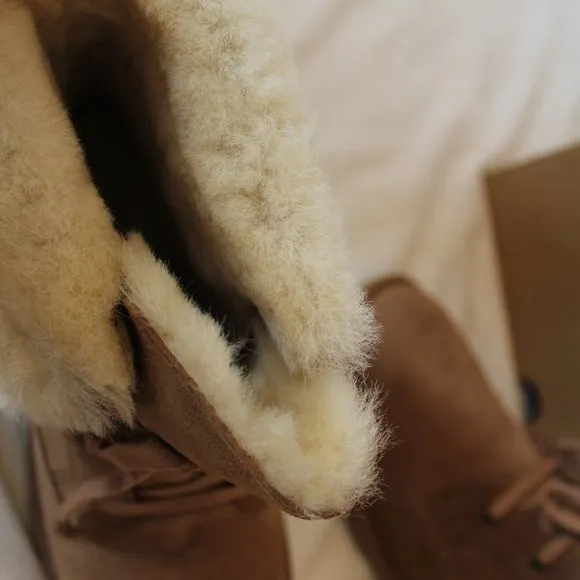 NIB UGG WOMEN'S WEYLYN SUEDE SHEARLING‎ ANKLE BOOTS BOOTIES CHESTNUT