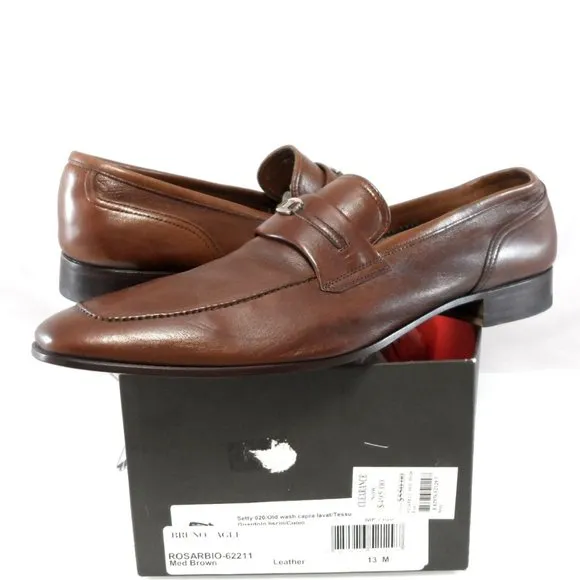 NIB$550 Bruno Magli Rosarbio Leather Flex Loafer Slip-On Dress Men's Shoes 13