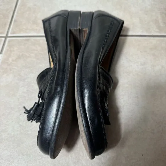 NICE Bally Chancy Men's 8 D Calfskin Leather Tassel Loafers Black Made in Italy