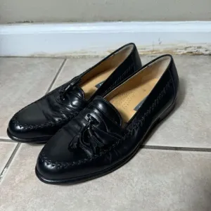 NICE Bally Chancy Men's 8 D Calfskin Leather Tassel Loafers Black Made in Italy
