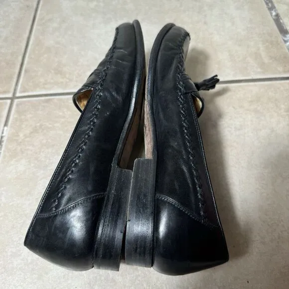 NICE Bally Chancy Men's 8 D Calfskin Leather Tassel Loafers Black Made in Italy