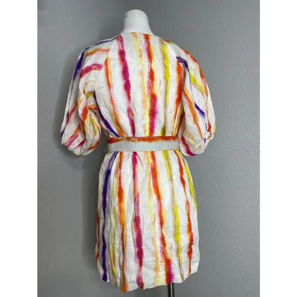 NICHOLAS Shaanti Linen Mini Dress in Rainbow 4
