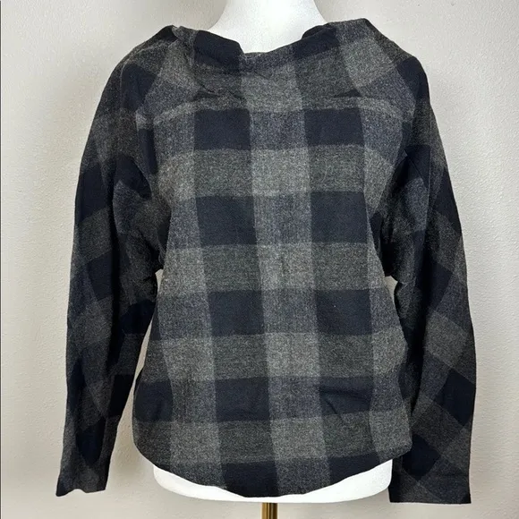 Nicole Farhi Grey &amp; Black Buffalo Check Wool-Blend Longsleeve sz 4 Poland