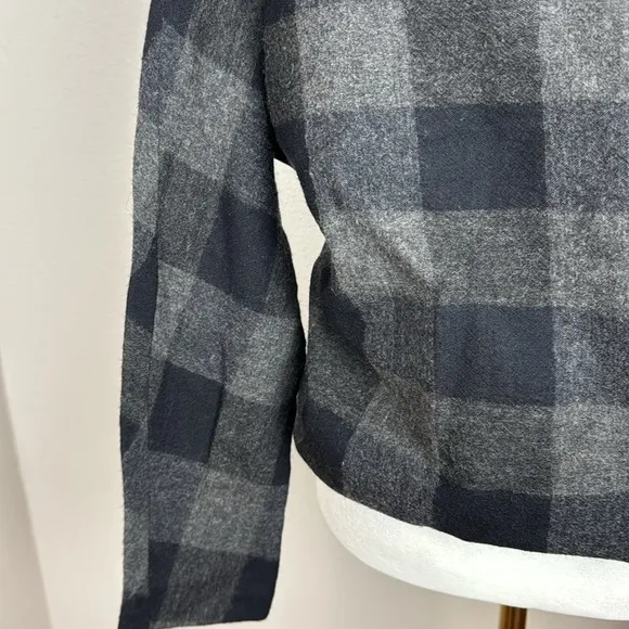Nicole Farhi Grey &amp; Black Buffalo Check Wool-Blend Longsleeve sz 4 Poland