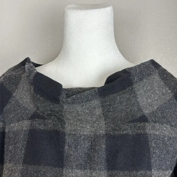 Nicole Farhi Grey &amp; Black Buffalo Check Wool-Blend Longsleeve sz 4 Poland