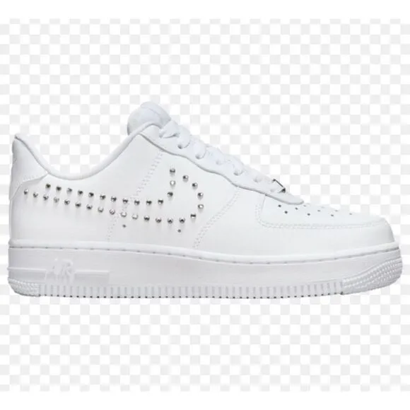 Nike Air Force 1 '07 Women's Silver Studded Swoosh Sneakers Size 7.5