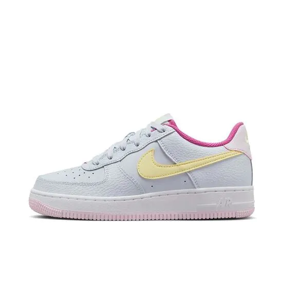 Nike Air Force 1 Football Gray/Citron/Pink Kids US Sz 4Y Lace-Up Sneakers Logo