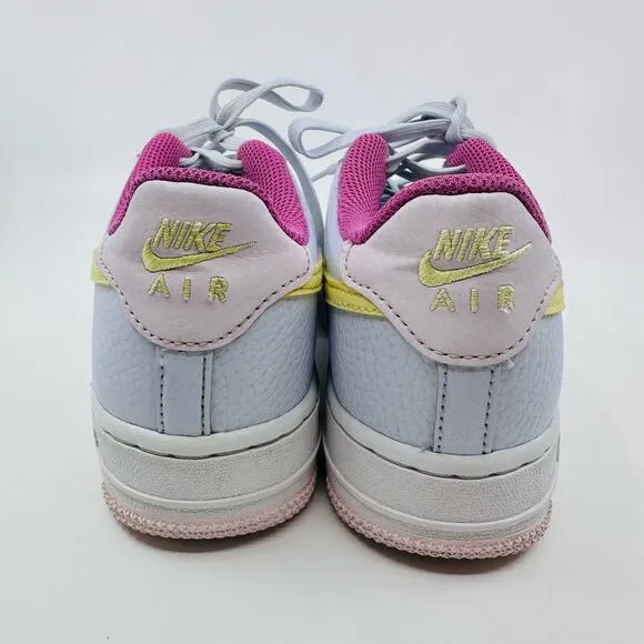 Nike Air Force 1 Football Gray/Citron/Pink Kids US Sz 4Y Lace-Up Sneakers Logo