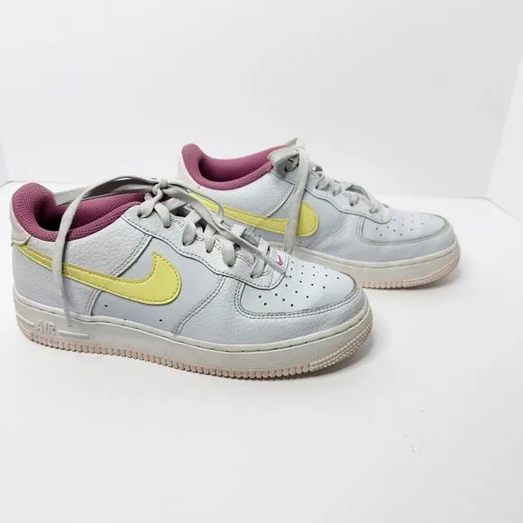 Nike Air Force 1 Low Gray Citron Fuschia Girls Sneakers Size 5.5Y